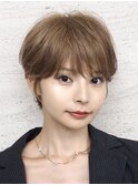 エアリーショート/ことりベージュ/小顔カット/耳かけショート