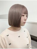 ミルクティーベージュ暗めグレージュミディアムウルフレイヤー○