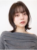 チョコグレージュ/20代30代大人かわいい/ミディアムレイヤー
