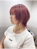 ウルフヘアー × ピンク