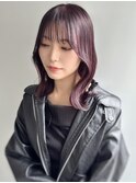 韓国風チェリーレッド×小顔くびれ外ハネスタイル
