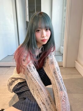 くすみgreen × pink beige