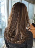 ミディアムレイヤー×白髪ぼかしカラー30代40代50代60代