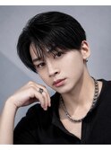 メンズショートセンターパートツーブロックニュアンスフェザー