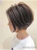 ブラウンハイライトカラー前下がりボブミニウルフくすみベージュ