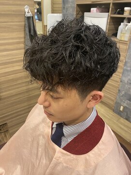 銀座マツナガ 神田店 時短セットマッシュ風スパイラルパーマツーブロ刈り上げ