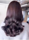 ウェーブパーマこなれミディ前髪レイヤー厚めバング
