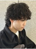 メンズミディアムメンズウルフ波巻きスパイラルパーマツイスト