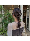 ミディアム編みおろしヘアアレンジ