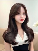 ロングレイヤー　顔周りレイヤー　韓国ヘア　モテ髪　艶髪