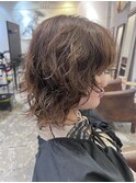 ドライパーマゆるめパーマウルフパーマミディアムパーマ銀座暗髪