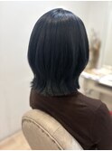 １ブリーチで透明感ブルーブラック