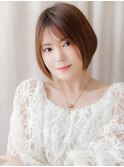 ウォームブラウン/顎ラインボブ/小顔ボブ/小顔ショート/30代e