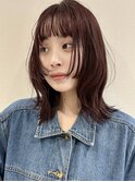春ピンクベージュ外ハネボブくびれミディアムレイヤー顔周り下北