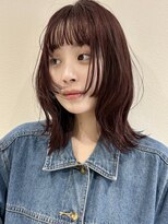 ラミエバイメルト 下北沢(lamie by melt) 春ピンクベージュ外ハネボブくびれミディアムレイヤー顔周り下北