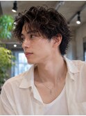 韓国風マッシュスパイラルパーマシャドウパーマアップバング