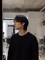 Men's LOOPA【メンズルーパ】三宮/元町/メンズパーマ/曲がる縮毛矯正/眉毛カット&nbsp;センター分け/マレットヘア/メンズウルフ/黒髪/神戸/三宮