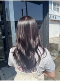 シースルーバング無造作セミロング髪質改善カラー30代40代50代