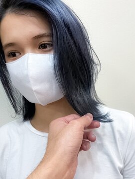 アース 錦糸町店(HAIR&MAKE EARTH) ナチュラルブルーブラック艶感ストレート美肌透明感ブルーカラー