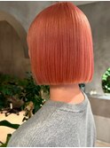 20代30代ダブルカラーシアーピンクミディアムウルフ外ハネ