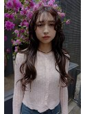 透け感ラベンダーブラウンと巻きレイヤー