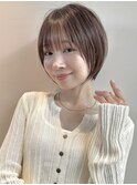 透明感カラー ボブ 前髪 ショート カラー ブリーチ&ダブルカラー