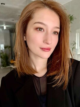 ミンクス渋谷スマートサロン(MINX shibuya smart salon) 【MINX】くびれヘアアプリコットオレンジハイライトカラー渋谷