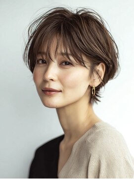 ハーツ(Heart's) 大人ショートレイヤー白髪ぼかし脱白髪染め40代50代60代原宿