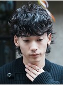 メンズパーマルーズパーマシャドウパーマッシュウルフゆるめ