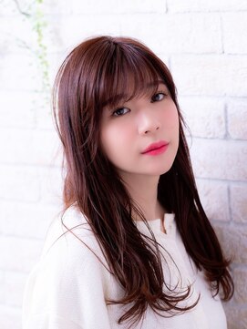 エルデ ナインズ ヘアー スタンド 川口店(elde 9's HAIR STAND) ピンクベージュorインナーグレージュの長めバング大人ヘア