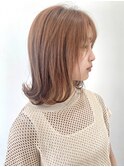【FOLK】透明感ペールベージュ☆似合わせ外ハネミディアムボブ♪