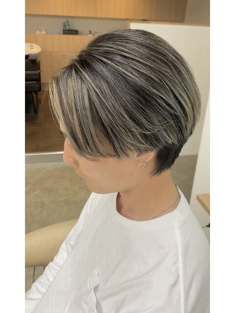 ミディアムヘアグレージュカラーハイライトカラー白髪ぼかし