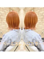 ヘアスペース エアリス(Hair space Earth)&nbsp;切りっぱなしボブ。ペールオレンジカラー。
