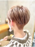 メンズカット外国人風大人刈り上げショートハイトーン