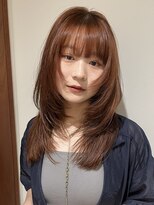 レイヤー　フェイスレイヤー　ロングレイヤー　オレンジブラウン