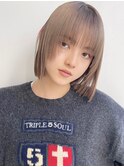 ダブルカラー/ケアブリーチ/ミルクティーベージュ/ウルフ/原宿