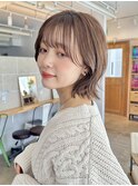 くびれボブ/透明感カラー/顔まわり/大人カジュアル