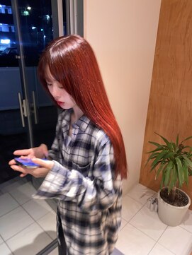 リノア 鵠沼海岸(LINOA) ブリーチなしレッドカラー！