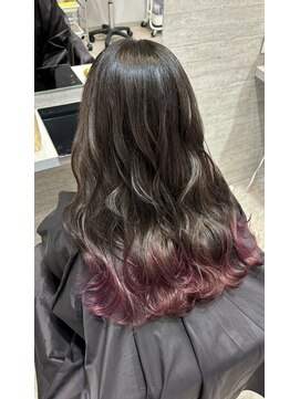 ロビン 反町横浜店(robin) チャコールグレー×ピンクラベンダーグラデーション反町美容室