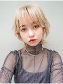 【GEEKS渋谷】ショートウルフ/ホワイトブリーチ/ブロンド/透明感
