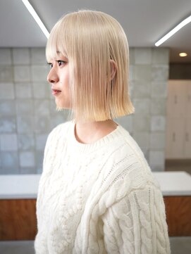 トゥコ(tuco) ホワイトブロンドカラー ブロンドベージュ ボブ 韓国 金髪