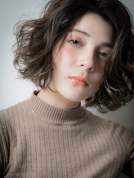 カバーヘア イヴ 戸頭店(COVER HAIR EVE) 大人かっこいいくせ毛風小顔ウルフボブパーマw戸頭20代30代40代