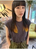 レイヤーロング 裾カラー ワイドバング デザインカラー