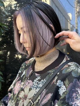 ヌエン 渋谷(NU/EN) shou春のトレンド！髪質改善ブリーチとインナーパープルのボブ