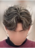 韓国へアカルマパーマワックスなしセンターパート黒髪ウルフ