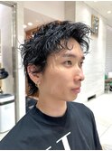 ◎メンズショート/ニュアンスパーマ/アップバング