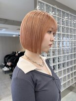 サンクプロジェクト(cinq PROJECT) 韓国ボブヘア顔周りレイヤーミルクティーベージュオレンジカラー