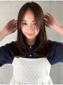 ミディアム/レイヤーカット/顔周りカット/透明感カラー