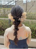 卒業式ヘア　ヘアアレンジ　編みおろし