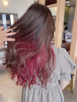 ヘアメイク ミチ 富田店(HAIRMAKE MICHI) 【MICHI 富田店　古作蓮】インナーカラー　ピンクレッド